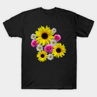 sunflowers, roses, daisies, bunch of flowers T-Shirt